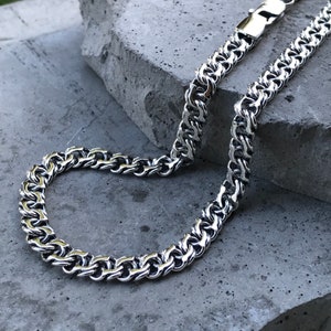 Sterling Silver Initial Necklace - Handmade Silver Chain, Men&#39;s Jewelry