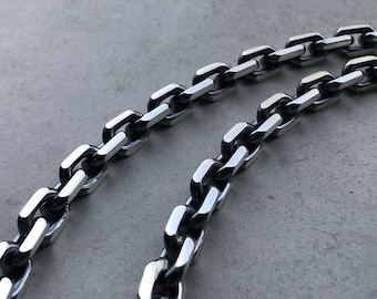 Oxidized Sterling Silver Anchor Chain Necklace - 8mm Cable Chain