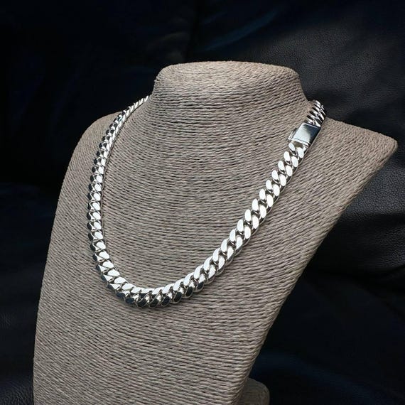 Collana a catena spessa a maglia box / Disponibile nelle lunghezze di 18, 20 e 22 pollici / Ideale per ciondoli di grandi dimensioni / Argento 925 - Italia