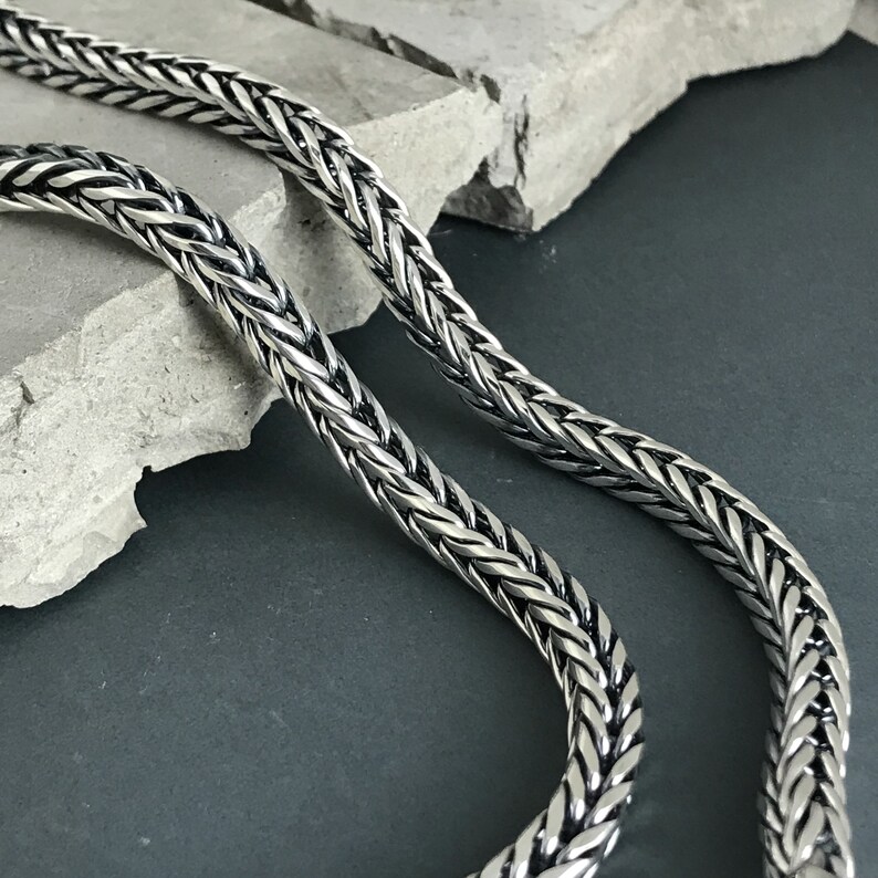 925' Men's Foxtail Silver Necklace Men's Foxtail Etsy