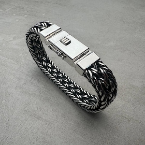 Sterlingzilveren herenarmband: handgemaakte vintage stijl