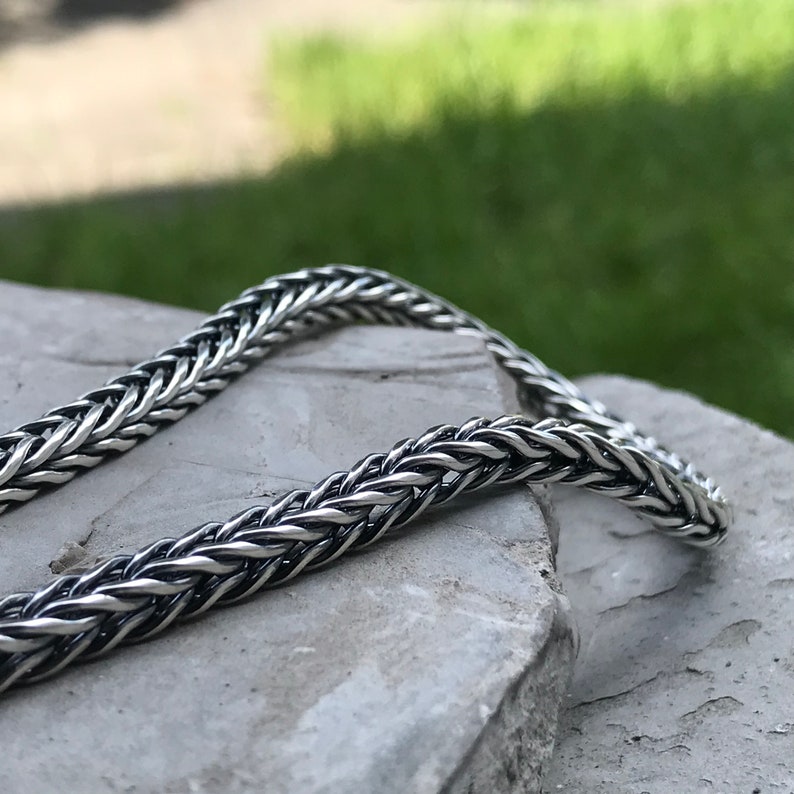 Men's Foxtail Silver Necklace Men's Foxtail Chain Etsy