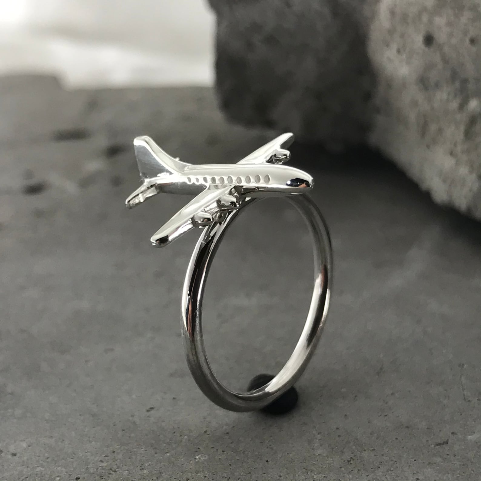 Airplane Ring Silver Airplane Ring Silver Ring Travel Ring Etsy