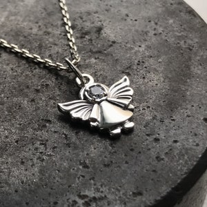Sterling Silver Angel Pendant: Guardian Charm Necklace