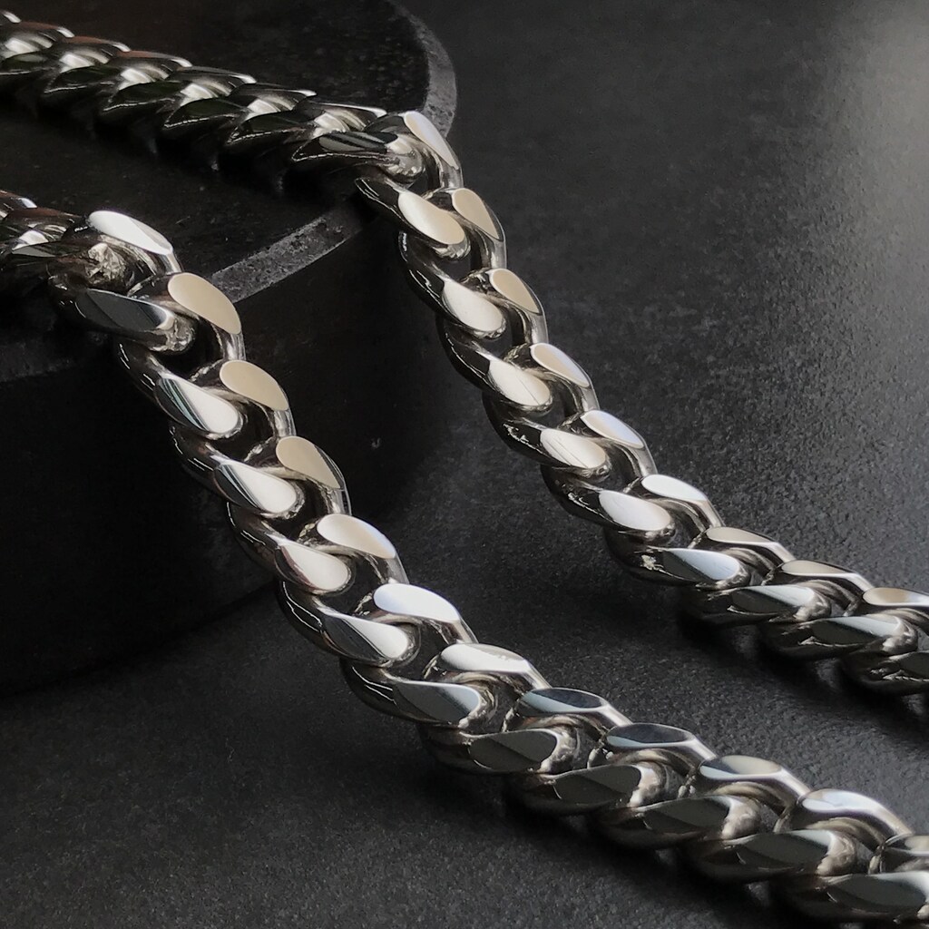 Collana A Catena Cubana In Argento 925 Per Uomo, Larghezza 10mm, Lunghezza 46cm - Gioiello Elegante E Ipoallergenico