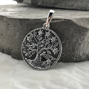 Oxidized Sterling Silver Tree of Life Pendant: Family Tree Necklace