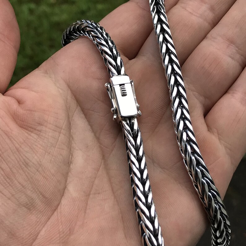 925' Men's Foxtail Silver Necklace Men's Foxtail Etsy
