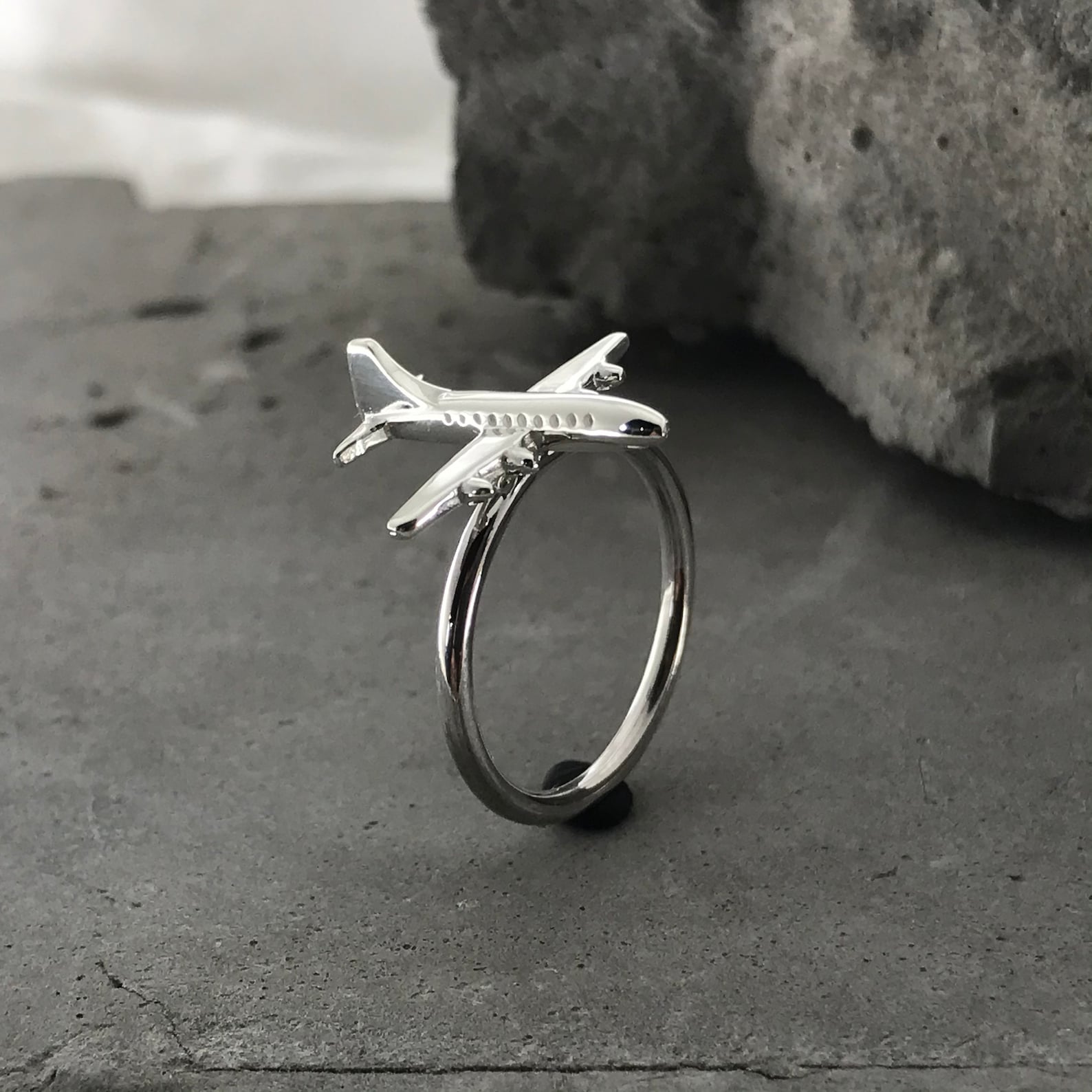 Airplane Ring Silver Airplane Ring Silver Ring Travel Ring Etsy