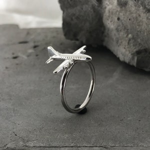 Airplane Ring, Silver Airplane Ring, Silver Ring, Travel Ring, Aviation Jewelry, Travellers Gift