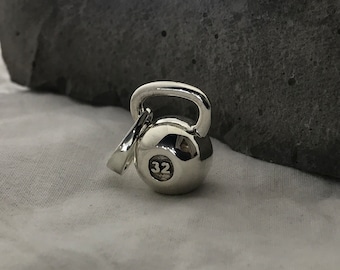 Silver Kettlebell Pendant, Silver Dumbbell, Athletic Silver Pendant, Sports Necklace, Trainer Jewelry, Gift for Fitness Lover, Gym Rat