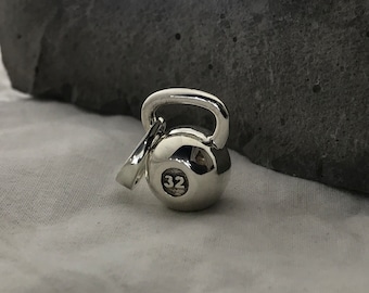 Sterling Silver Kettlebell Pendant: Fitness Jewelry Gift
