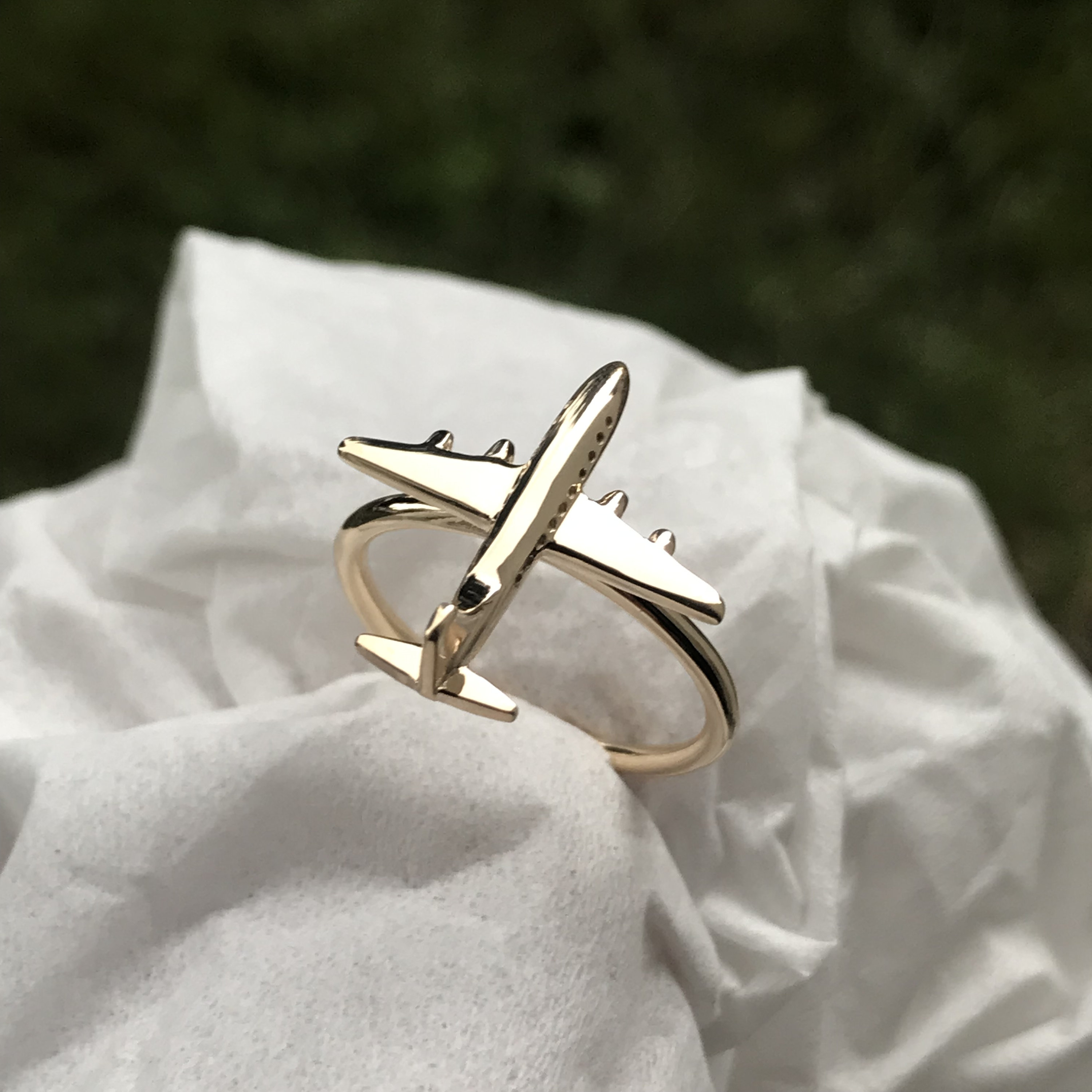 Airplane Ring 14k Gold Airplane Ring Gold Ring Plane 14k Etsy