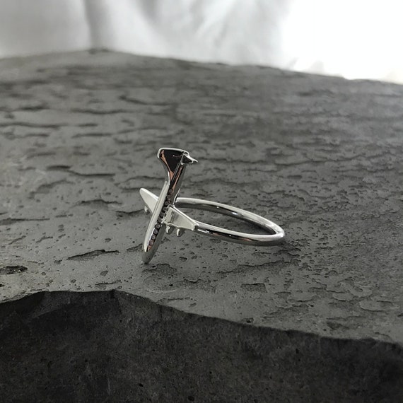 Airplane Ring Silver Airplane Ring Silver Ring Travel Ring