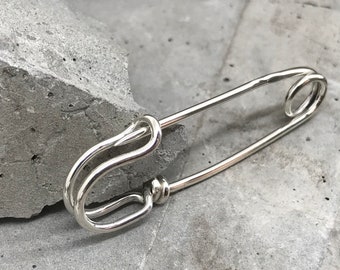 Zilveren pin, Sterling zilveren pin, Sterling zilveren broche, zilveren broche, trui pin, moderne broche, minimalistische zilveren pin, eenvoudige broche