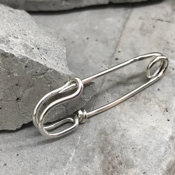 Silver Pin, Sterling Silver Pin, Sterling Silver Brooch, Silver Brooch, Sweater Pin, Modern Brooch, Minimalistic Silver Pin, Simple Brooch