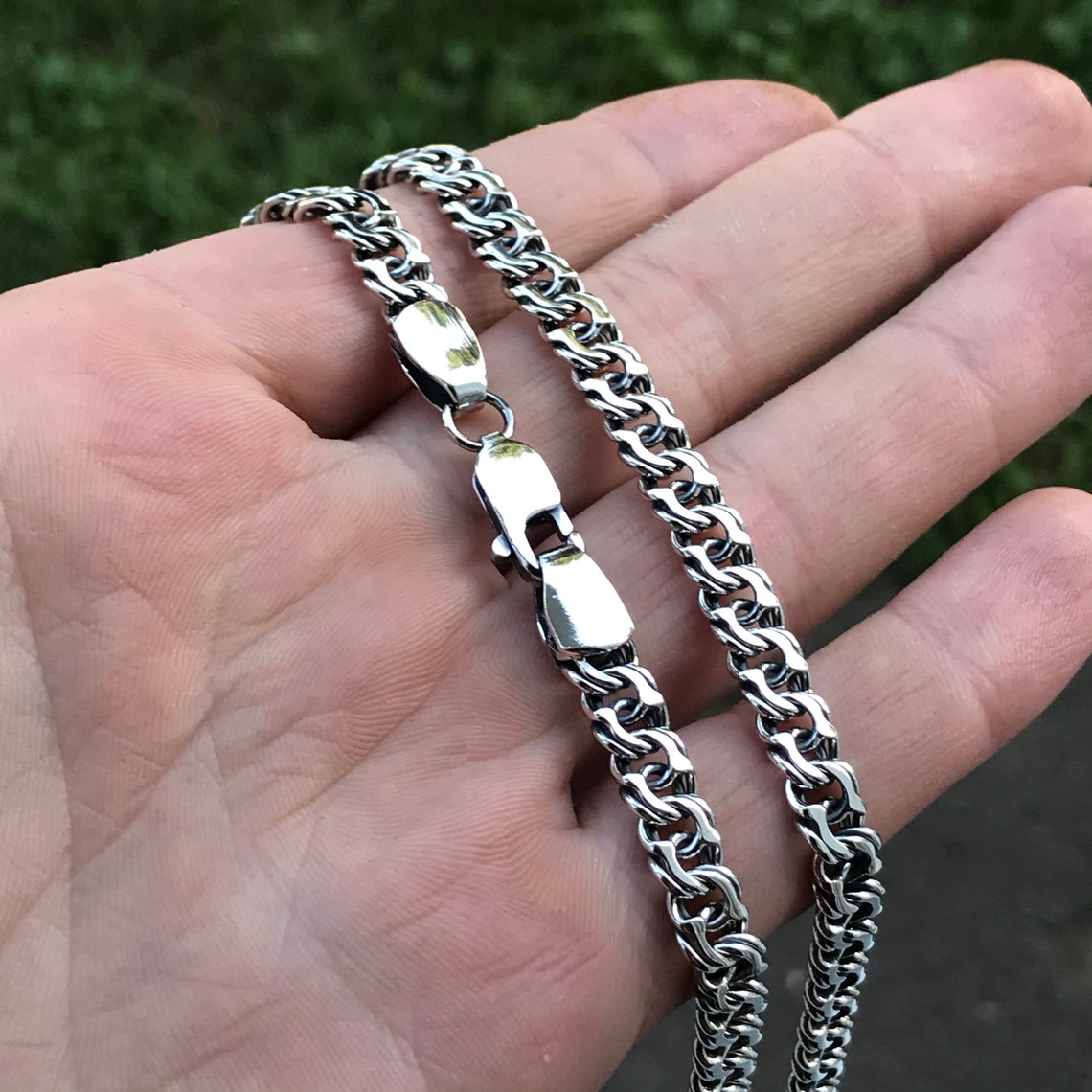 Men's 925 Sterling Silver Chain Men Necklace Men's Etsy