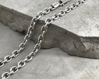 925 sterling silver cable chain necklace, sterling silver necklace pendant, men necklace, sterling silver initial necklace