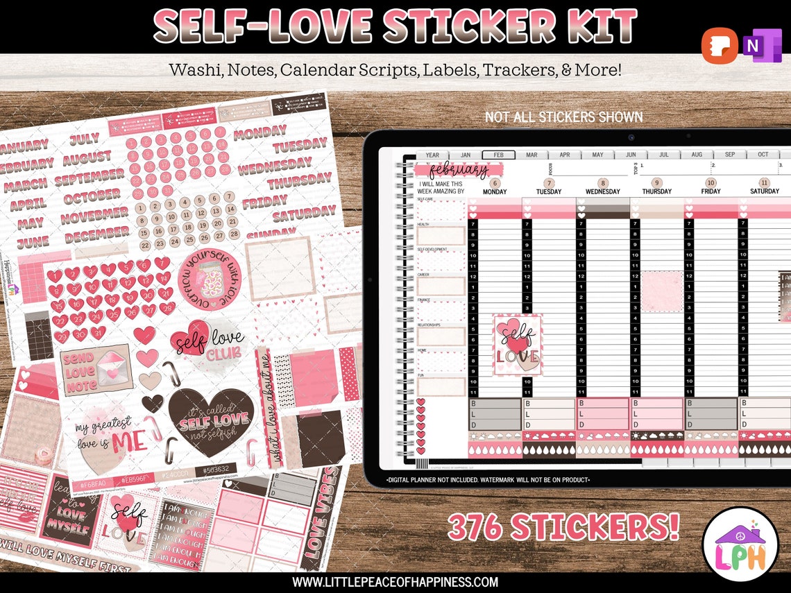 Simple Note Box Sticker For Onenote Self Love Functional Digital Sticker Pack - Sticky Notes, Vertical ...