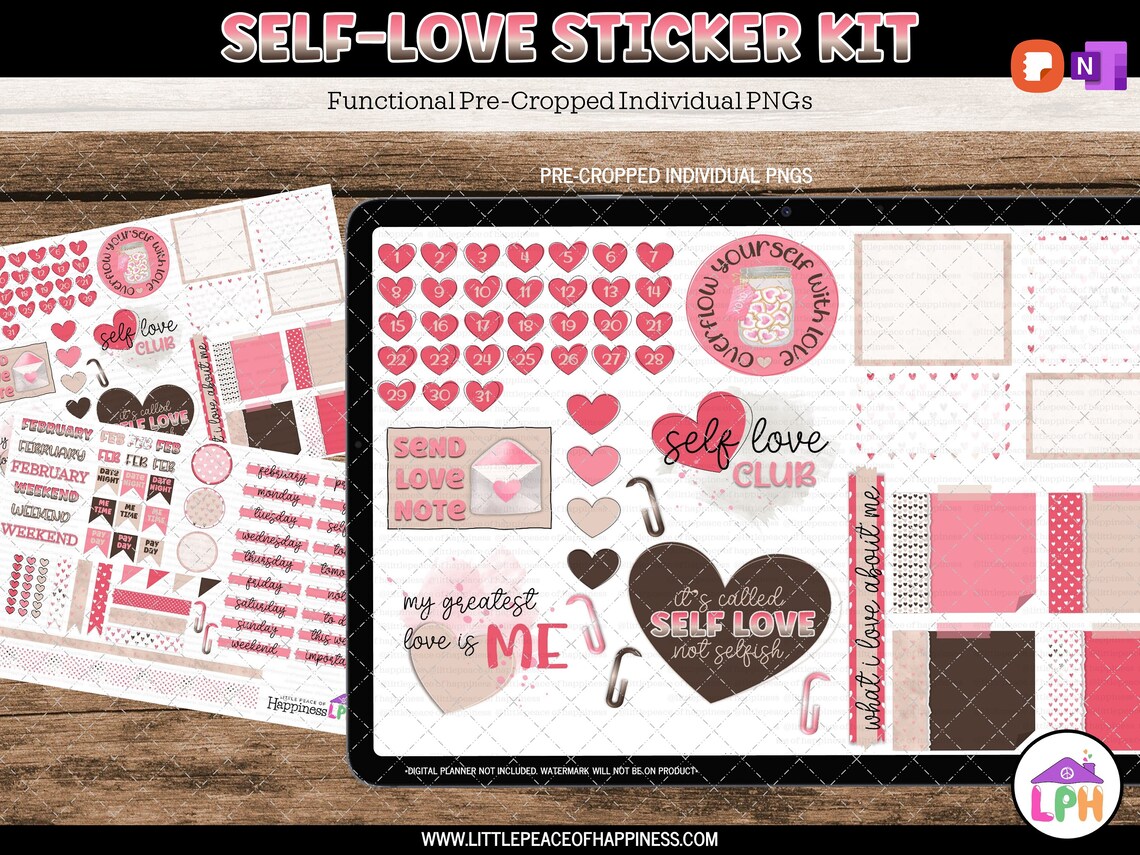 Simple Note Box Sticker For Onenote Self Love Functional Digital Sticker Pack - Sticky Notes, Vertical ...