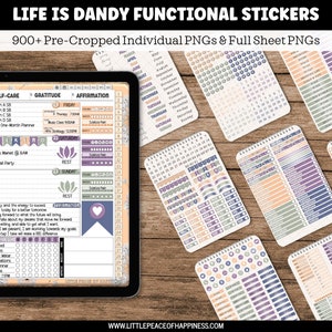 Life is Dandy Functional Digital Stickers Pre-Cropped PNG Files with Samsung Notes Sticker Book Box Stickers Calendar Stickers Word Stickers