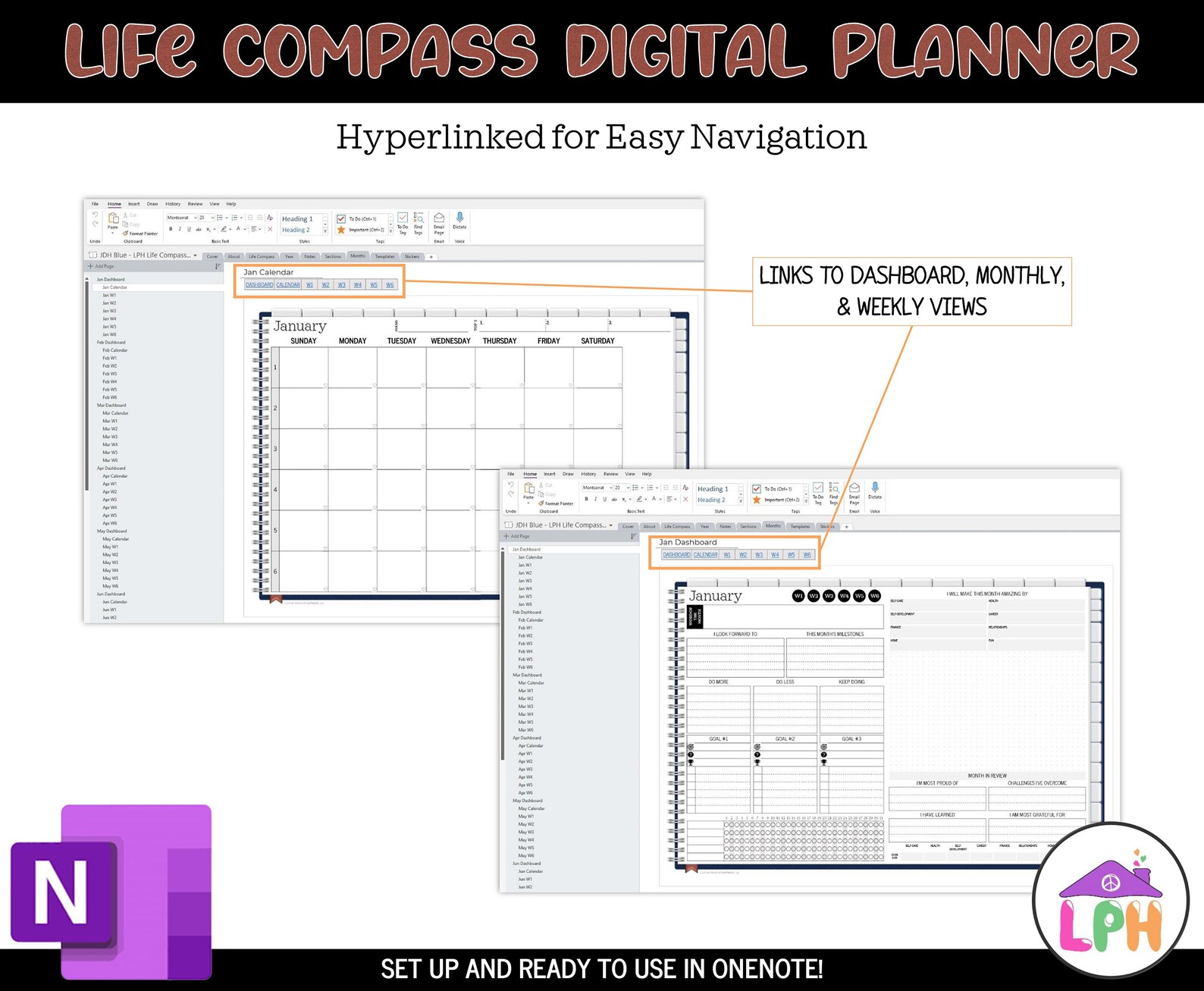 Blue Digital Onenote Planner Undated | Onenote Template Digital ...