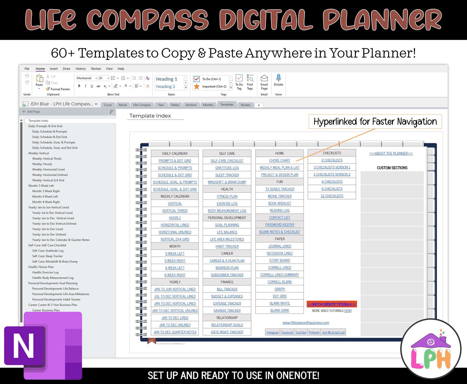 Blue Digital Onenote Planner Undated | Onenote Template Digital ...
