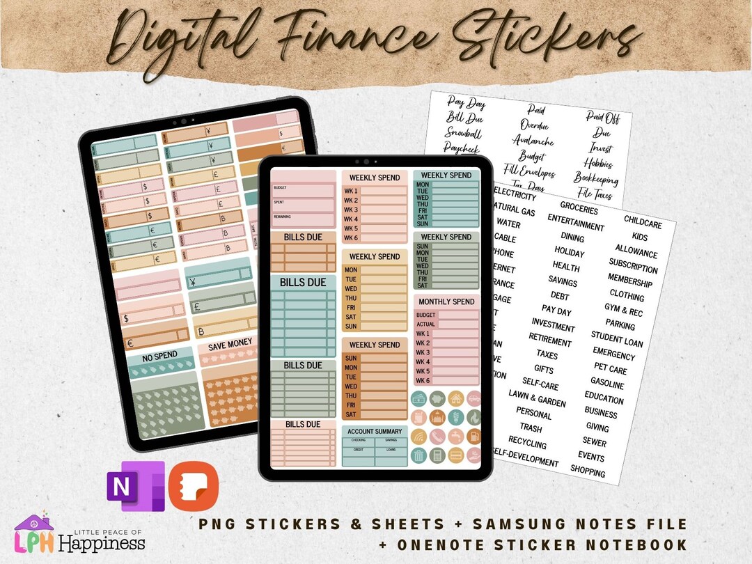 Boho Digital Budget Stickers, Financial Planner (samsung Notes, Onenote ...