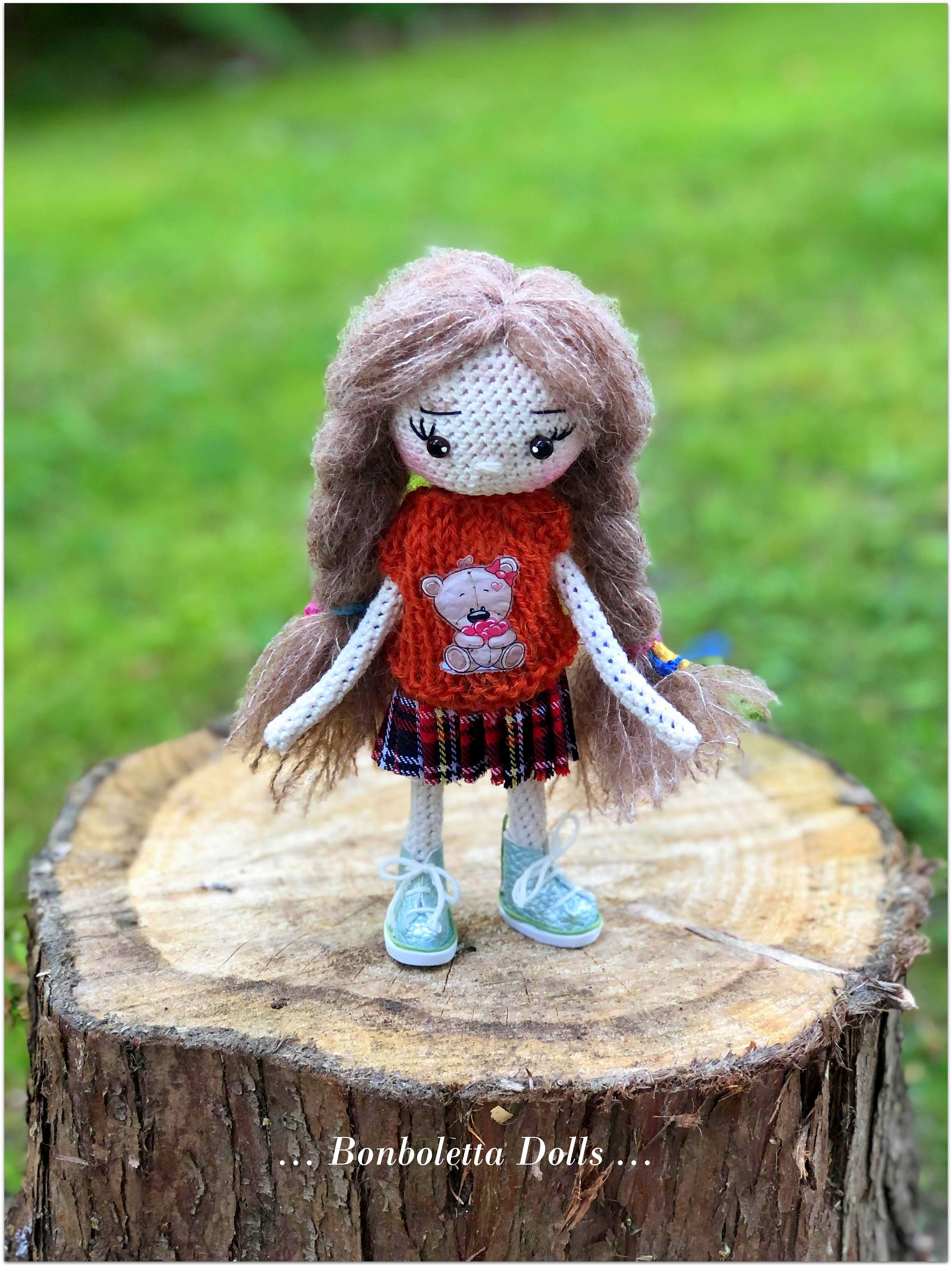 Crochet Doll with braids of yarn Crochet amigurumi toy Etsy