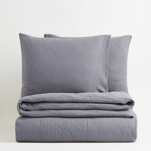 Organic Muslin Bed Linen 100% Cotton Color: grey
