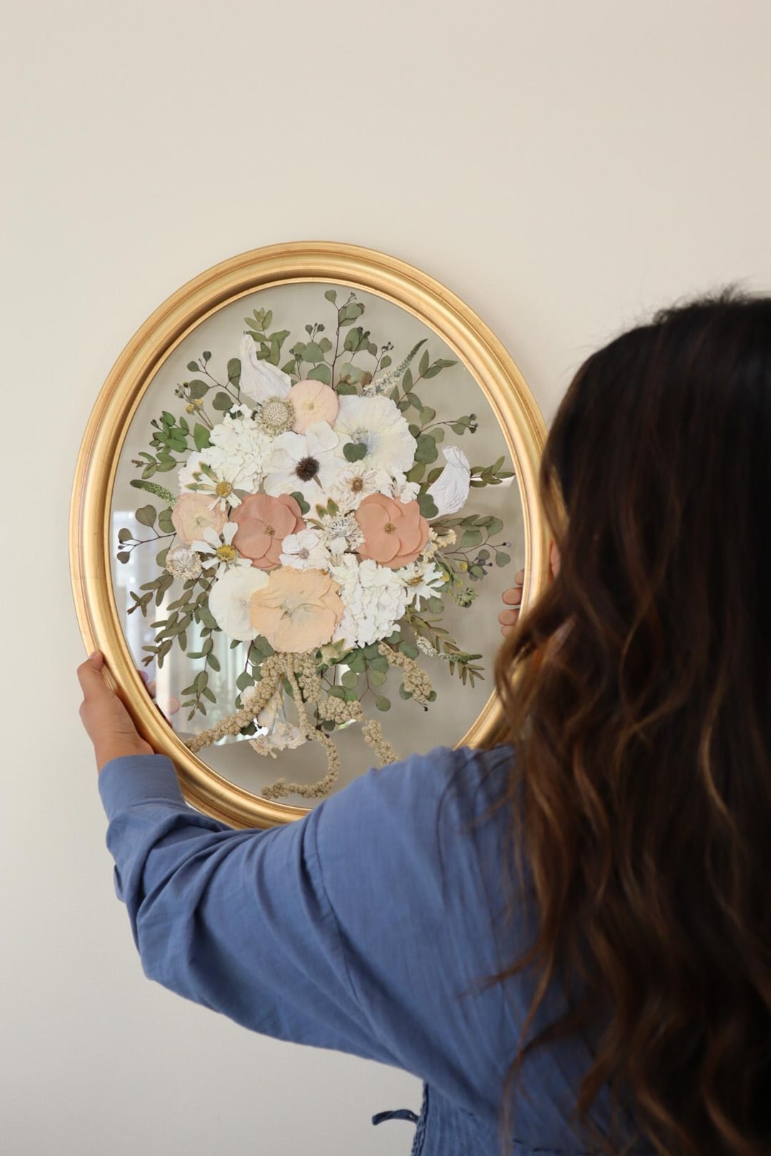 Oval Pressed Bridal Bouquets | Preserved Wedding Bouquet | Framed Wedding Flowers | Bouquet Keepsake | Bridal Bouquet Preservation