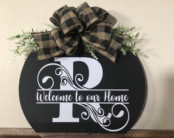 Monogram Welcome Door Sign  FREE SHIPPING