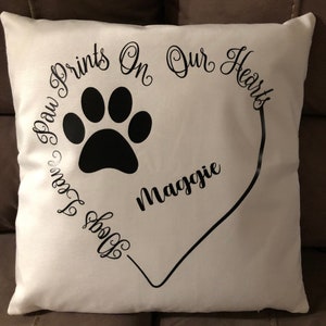Dog Paw Print Throw Pillow Cover - Remembrance Pillow  FREE SHIPPING