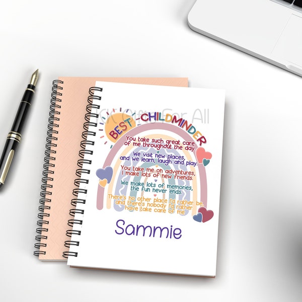 Personalised Best Child-Minder A5 Notebook, Gift For Childminder, Thank You Child-Minder