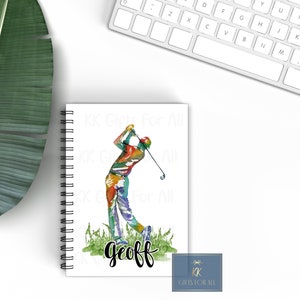 Carnet de golfeur, cadeaux personnalisés pour lui, cadeau pour un ami masculin, cadeau d'anniversaire pour homme, bloc-notes personnalisé, cadeau de golfeur, golf