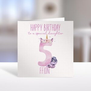 Personalised Unicorn Birthday Card, Birthday Card For Little Girl, Unicorn Age Card, 1st 2nd 3rd 4th 5th 6th 7th 8th 9th Birthday