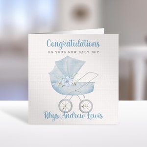Carte personnalisée pour bébé, carte pour nouveaux parents, carte pour nouveau bébé garçon