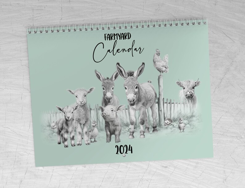 2024 Farmyard Calendar Farm Animal 2024 Calendar Cute Animal Etsy