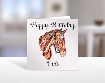 Personalised Horse Card, Birthday Card For Horse Lover, Birthday Greetings Card, Horse Rider Birthday