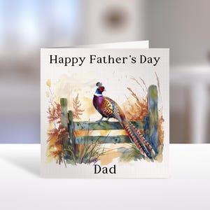 Carte personnalisée fête des pères, carte faisan gibier à plumes, joyeuse fête des pères grand-père papa