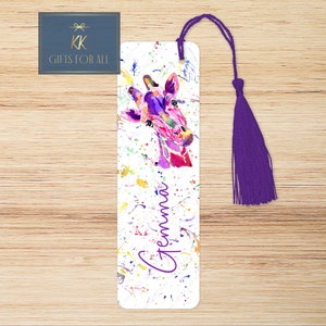 Personalised Giraffe Bookmark, Pink Giraffe Gift For Her