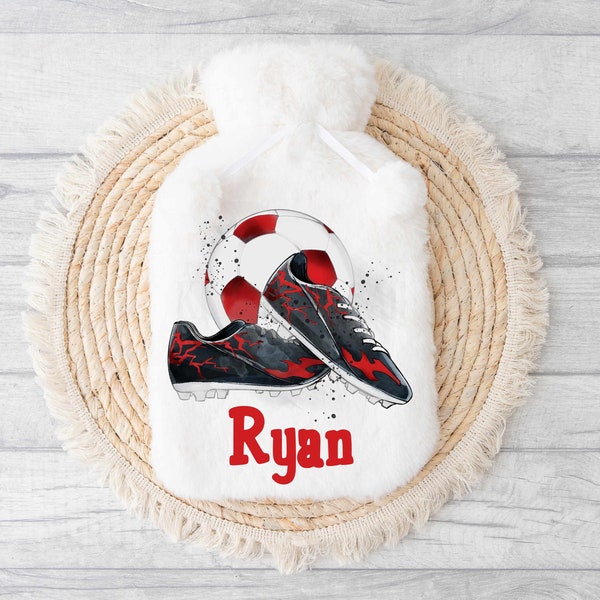 Football Hot Water Bottle, Personalised Football Birthday Gift, Gift For dad Or Grandad
