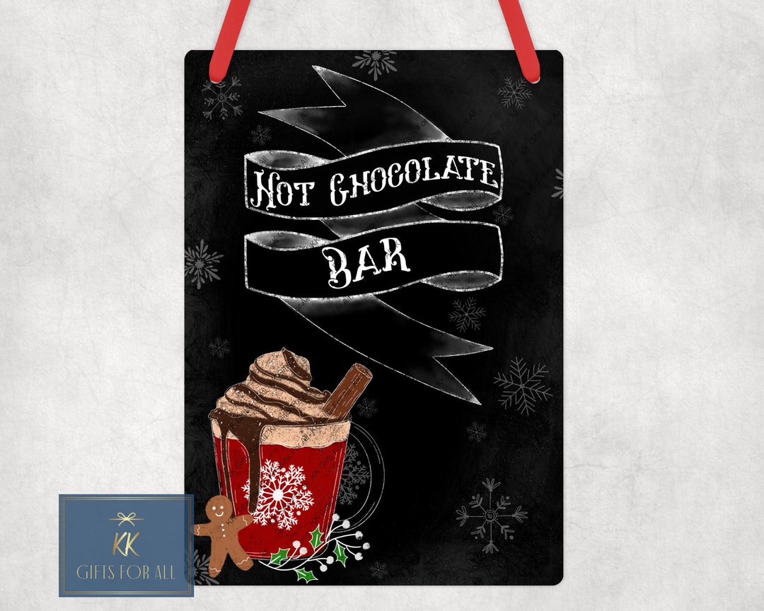 Hot Chocolate Bar, Hot Choc Station, Black Metal Hanging Plaque, Hot ...