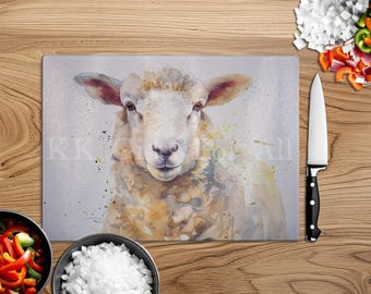Sheep Chopping Board, Glass Work Top Saver, Cutting Board, New Home Gifts, Farmhouse Kitchen Decor
