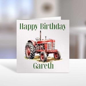 Carte personnalisée tracteur, carte d'anniversaire pour papa grand-père agriculteur, carte de voeux d'anniversaire, carte d'anniversaire tracteur vintage