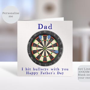Carte personnalisée de fête des pères de Dart, carte papa papa papy grand-père de Dart
