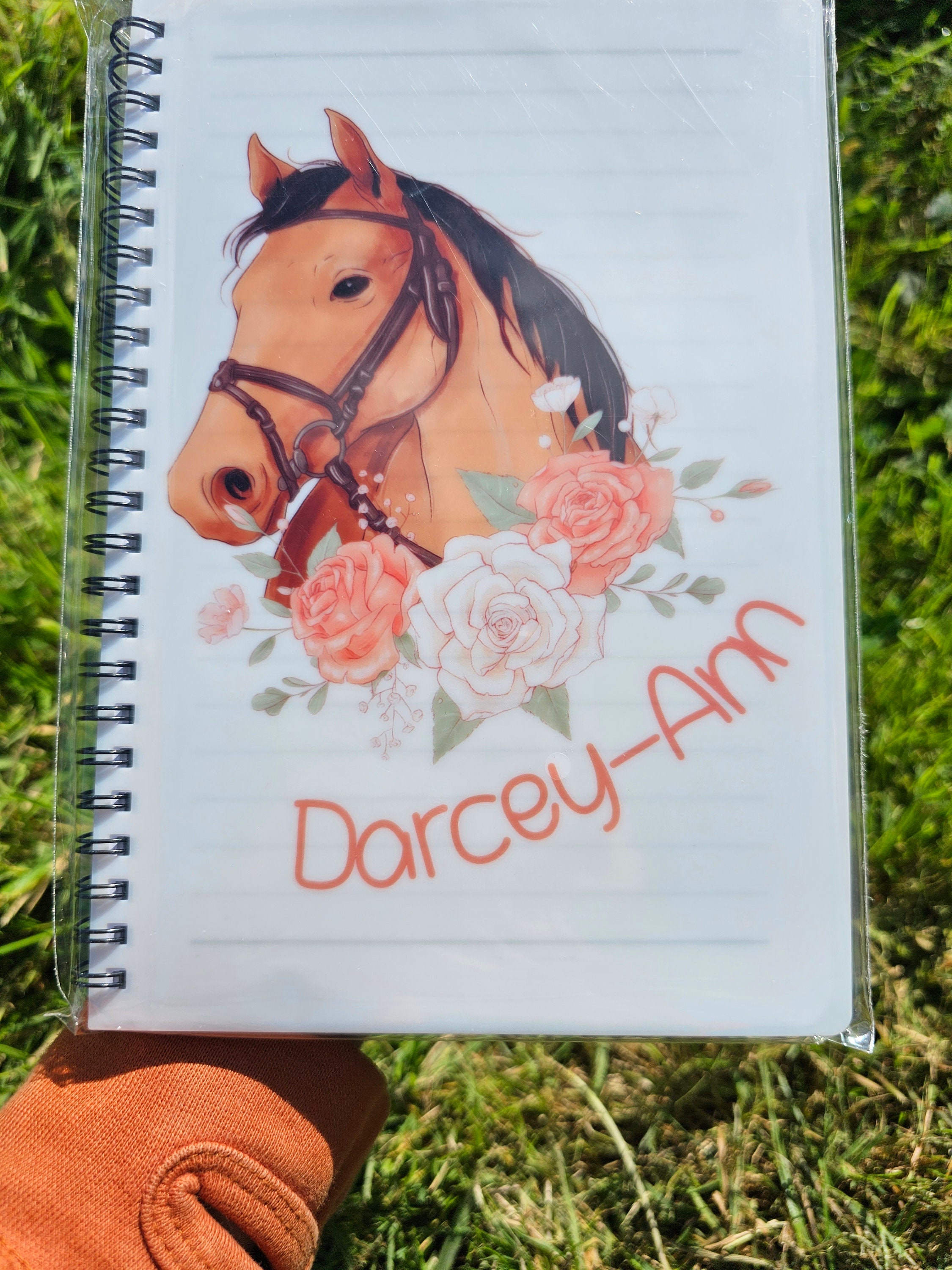 Carnet de notes cheval A5 personnalisé, cadeau pour propriétaire amateur de  cavalier, bloc-notes cheval et roses, carnet pour elle -  France