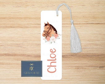 Personalised Horse Bookmark Floral Horse Letterbox Gift Reading Lover Gift