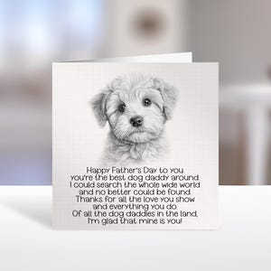 Carte de fête des pères Bichon frisé, carte de fête des chiens, carte de fête des pères poème de chien