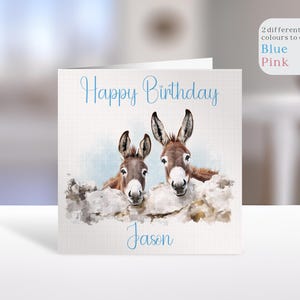 Carte d'anniversaire personnalisée avec un âne, carte d'anniversaire pour amoureux des ânes, carte de voeux animaux pour femme, carte d'anniversaire maman amie soeur