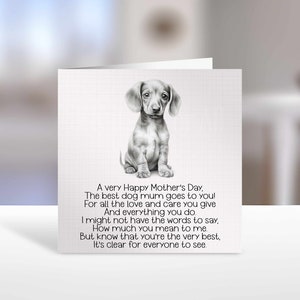Carte de maman teckel, carte de fête des mères de teckel, maman animal de compagnie teckel, carte poème de maman chien
